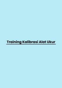 pelatihan Kalibrasi Alat Ukur online
