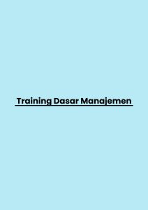 Training Dasar Manajemen pelatihan Dasar Manajemen online