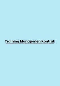 pelatihan Manajemen Kontrak online