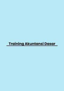 pelatihan Akuntansi Dasar online